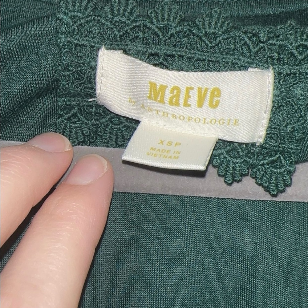 Anthropologie Maeve Emerald Green Malta Belted Long Sleeve Dress - Picture 5 of 10